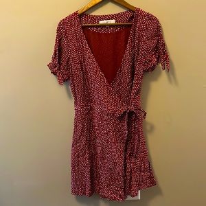 Red and White Polkadot LOFT Wrap Dress